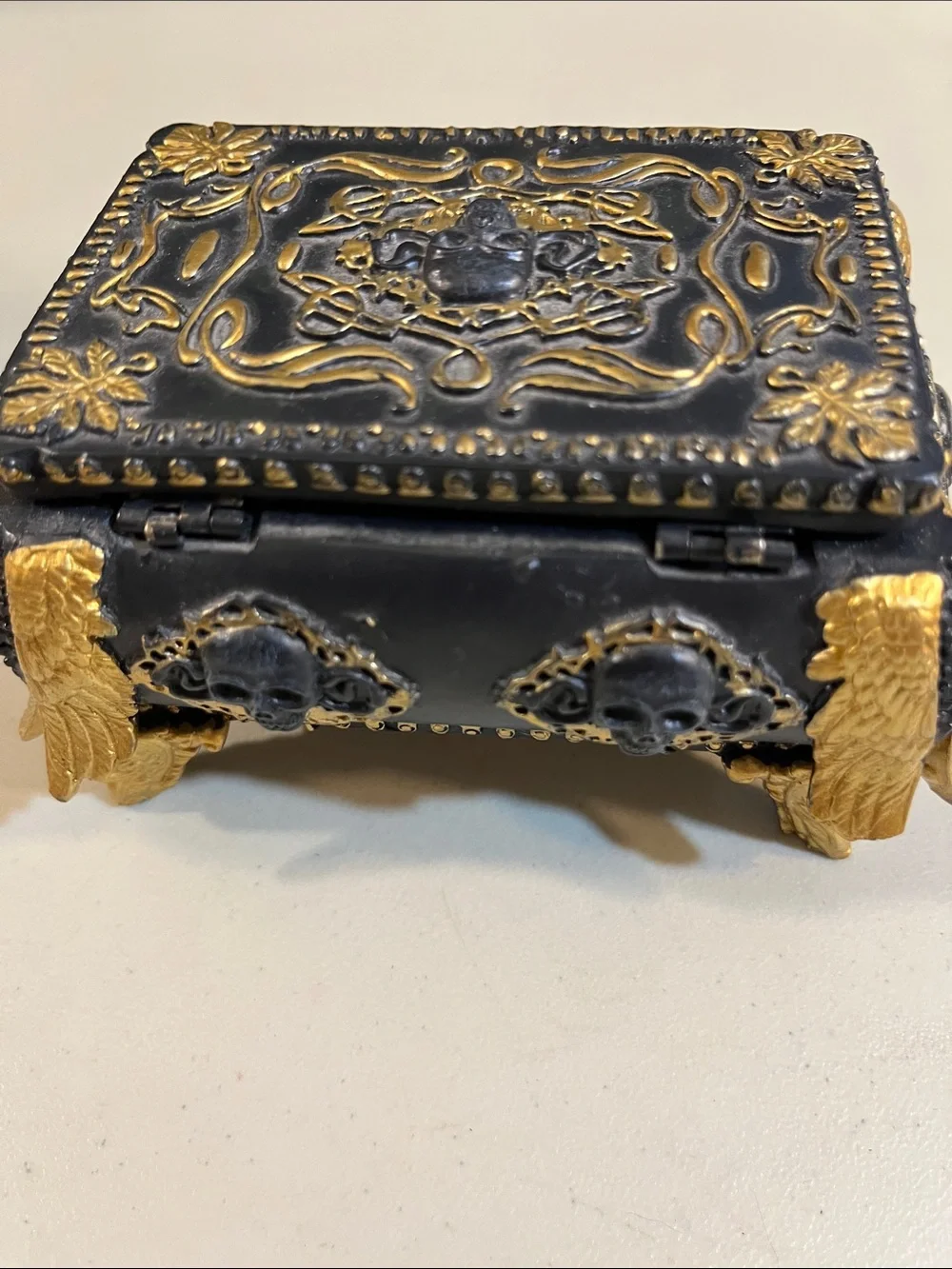 Black and Gold Decorative Skull Jewelry Box - Women Accessories